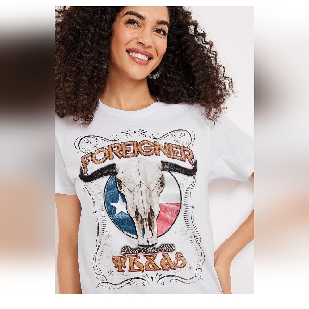 FOREIGNER band tee by goody two sleeves  x Maurice's white ss graphic, Size XXL